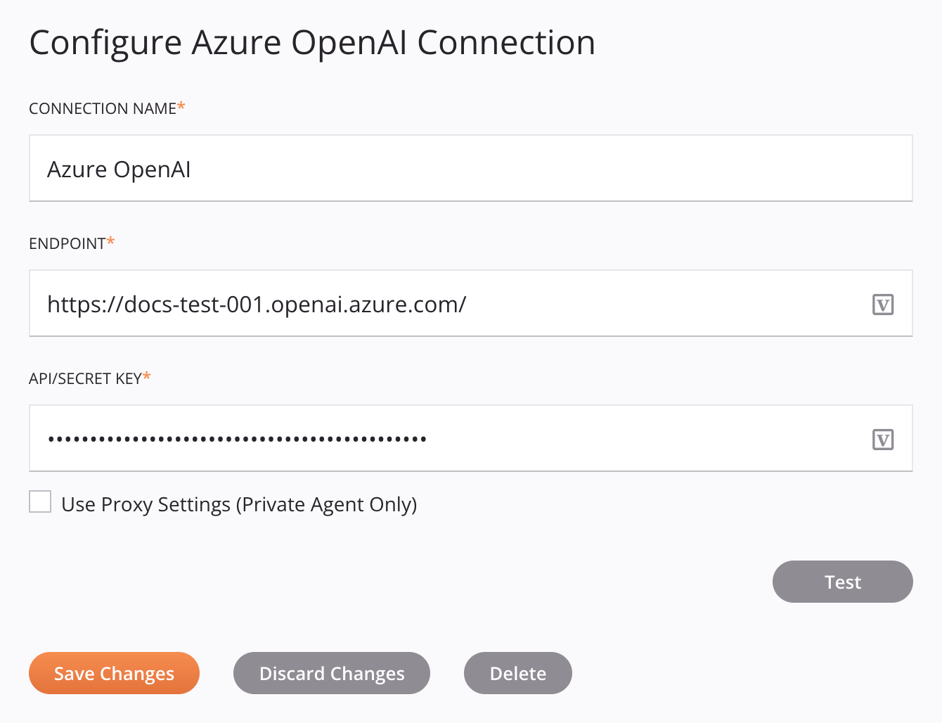 Configuración de la conexión de Azure OpenAI