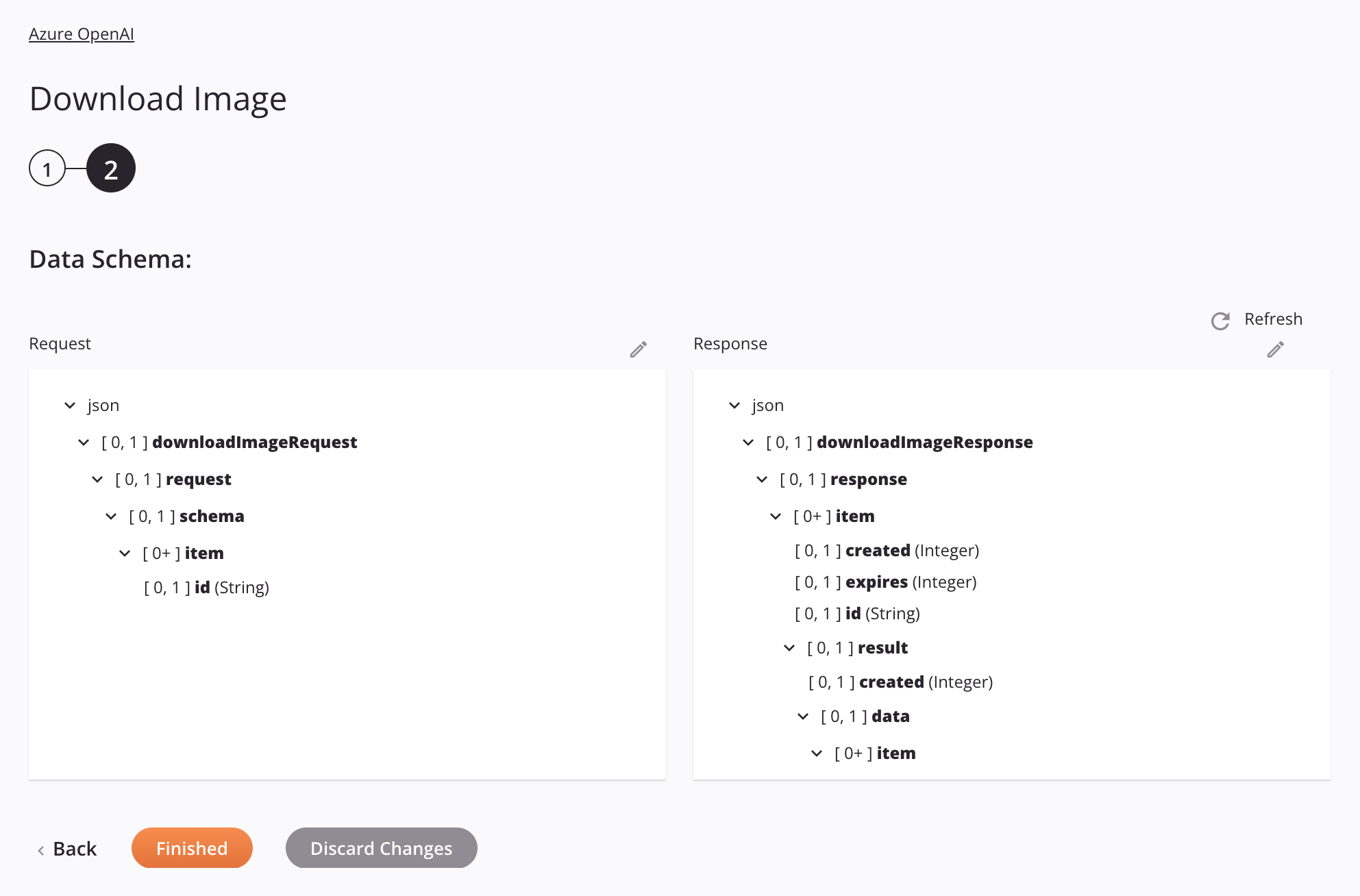 Paso 2 de configuración de la actividad de descarga de imágenes de Azure OpenAI