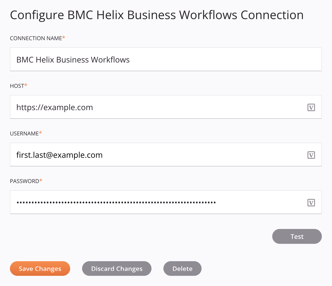 Configuración de la conexión de BMC Helix Business Workflows