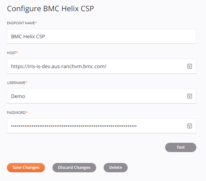 Configuración de la conexión de BMC Helix for CSP