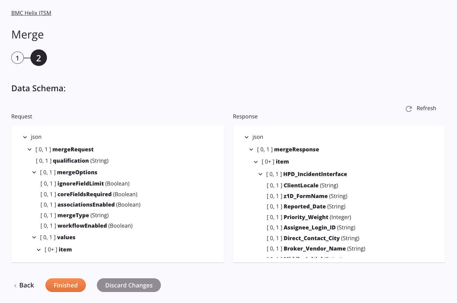 BMC Helix ITSM Merge activity configuration step 2