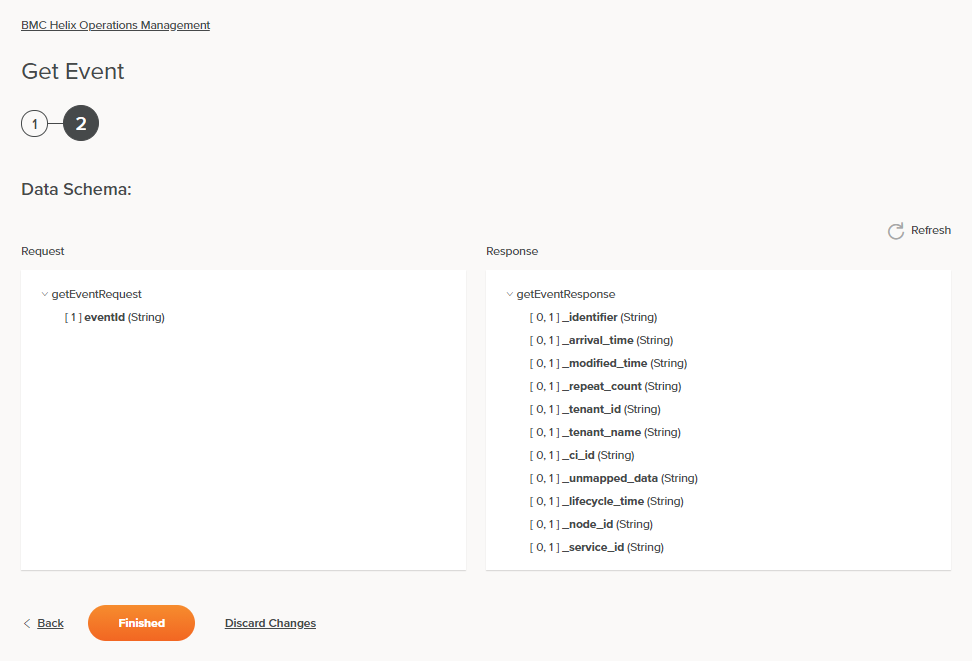 BMC Helix Operations Management Get Event activity configuration step 2