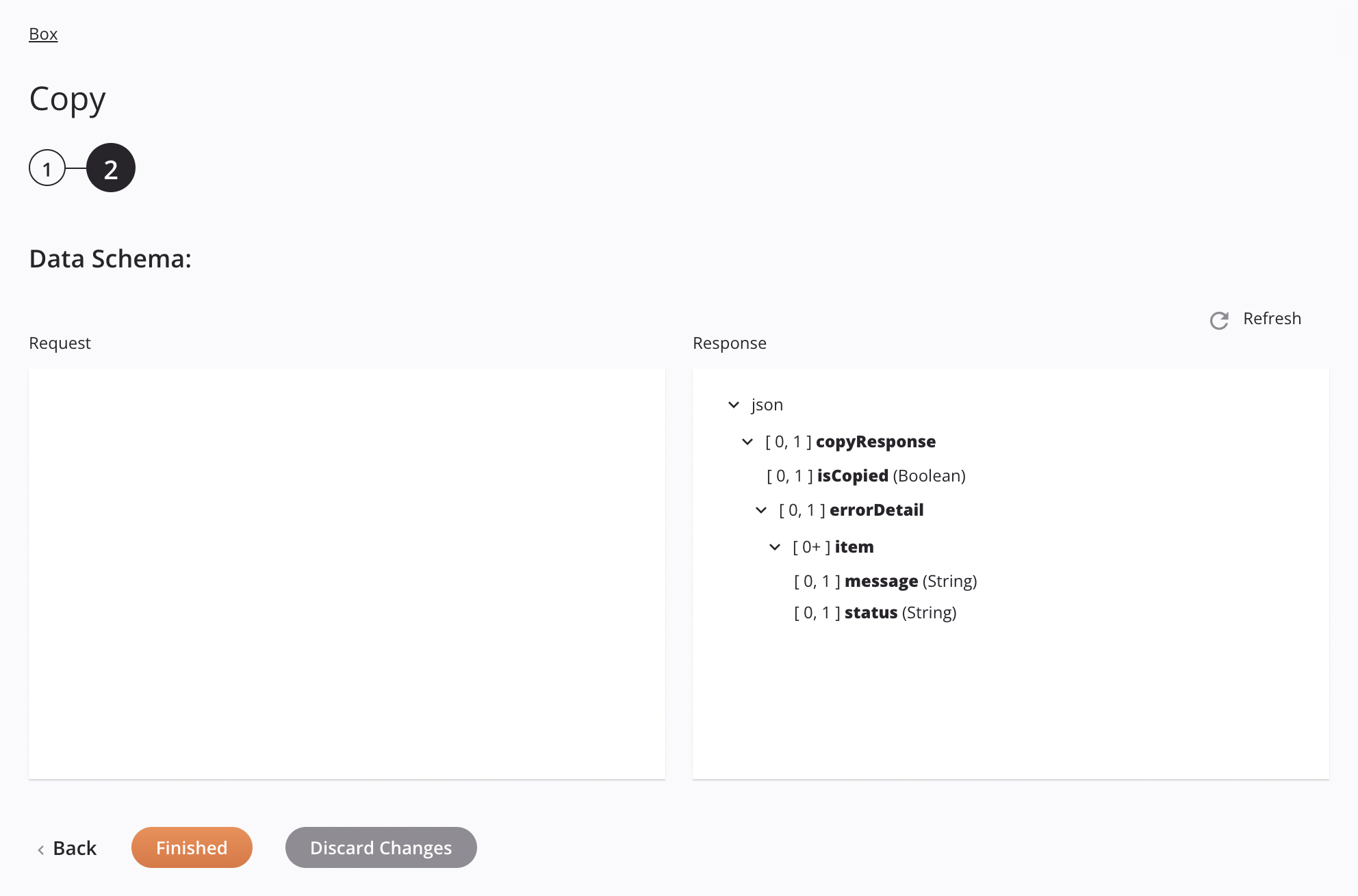 Paso 2 de configuración de la actividad de copia de Box