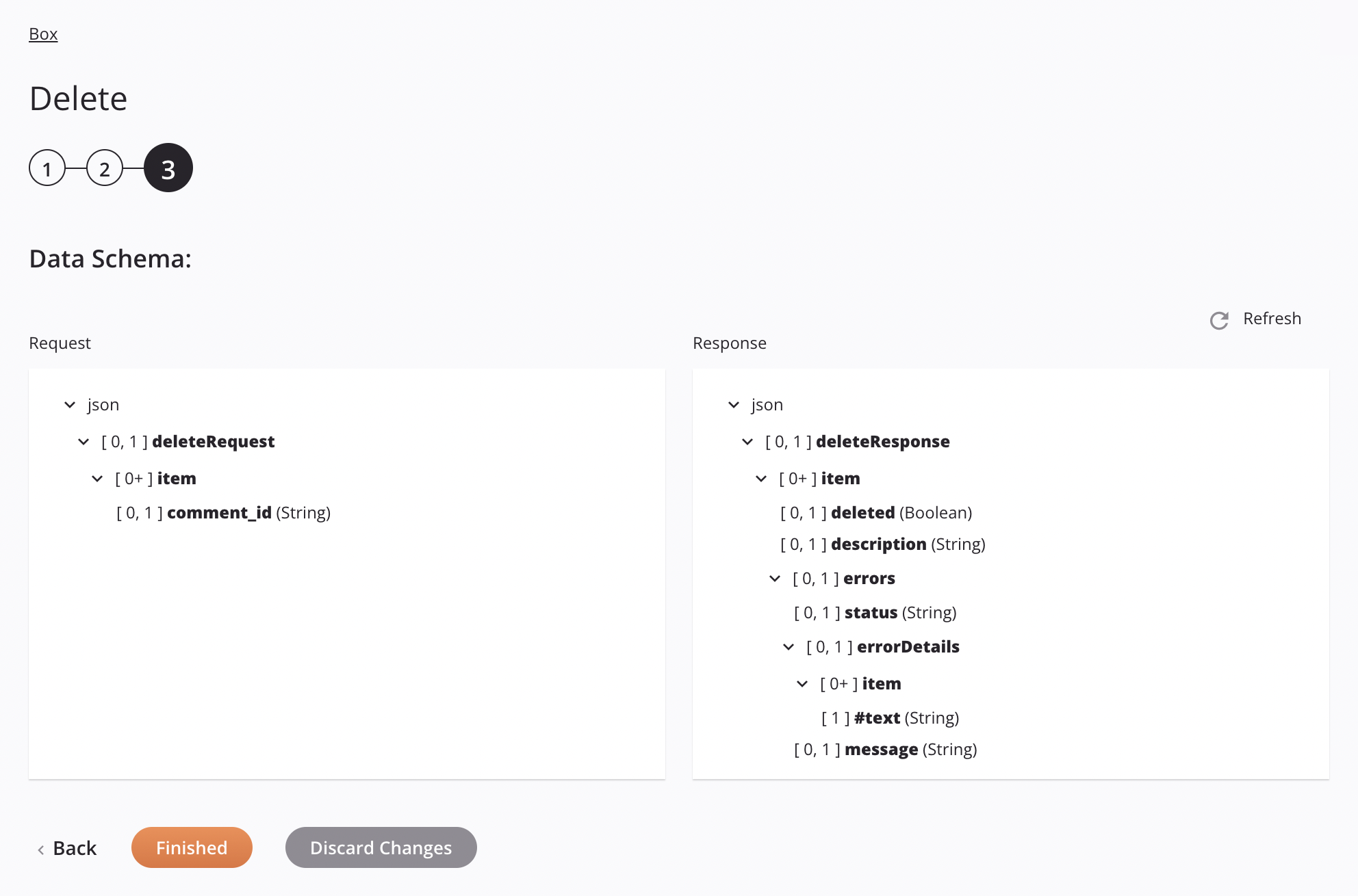 Box delete activity configuration step 3