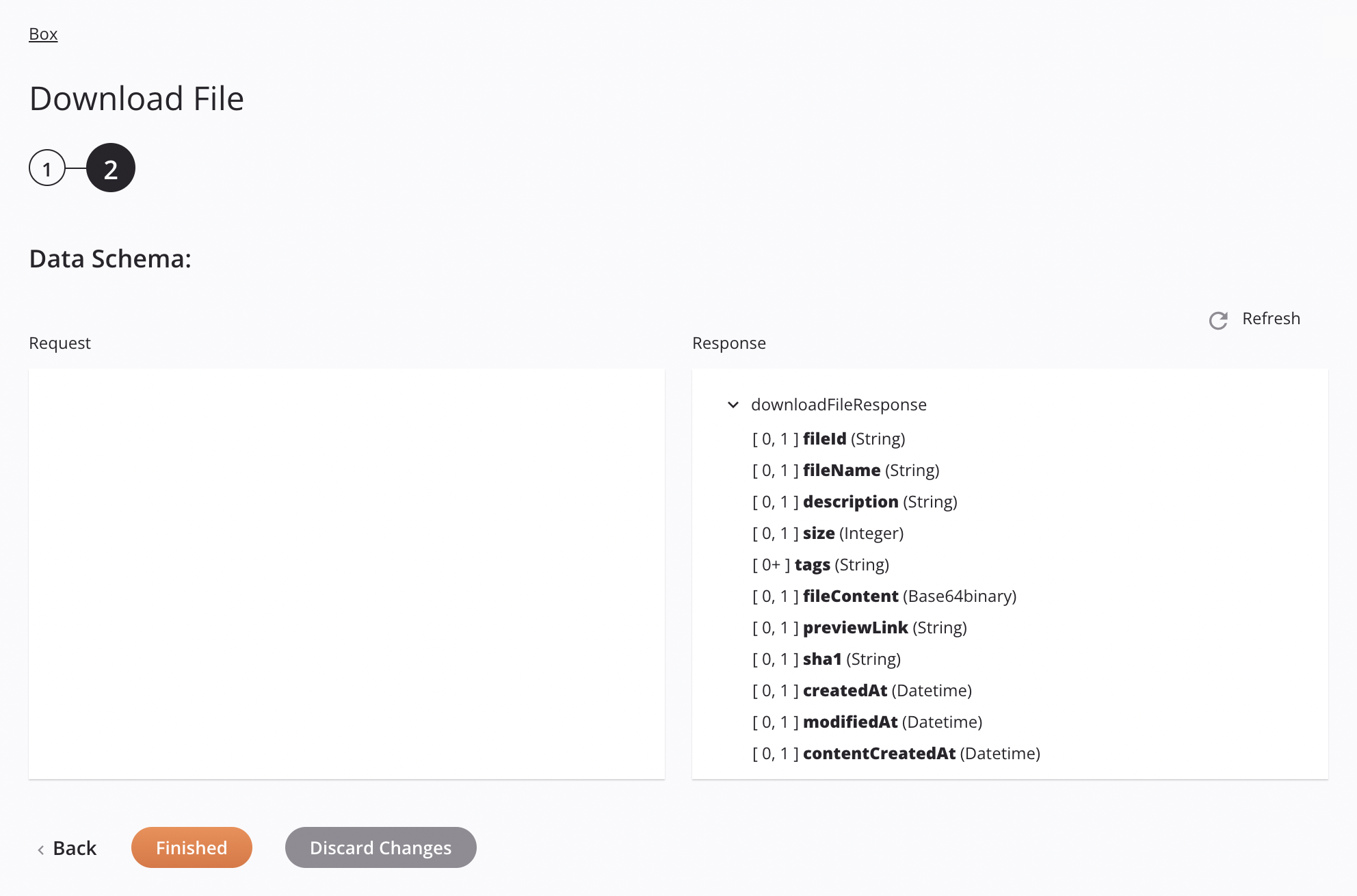 Paso 2 de configuración de actividad de archivo de descarga de Box