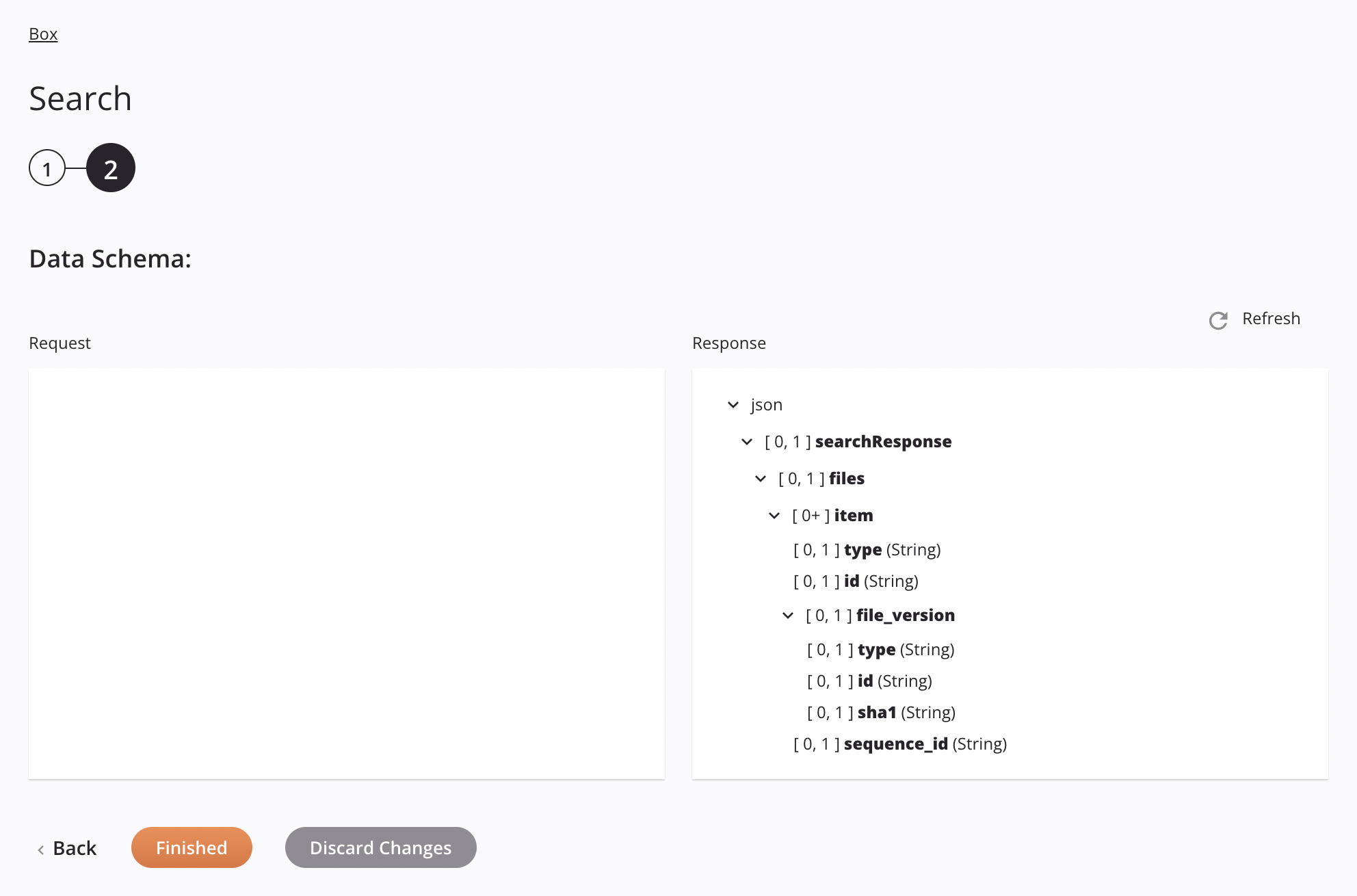 Box search activity configuration step 2