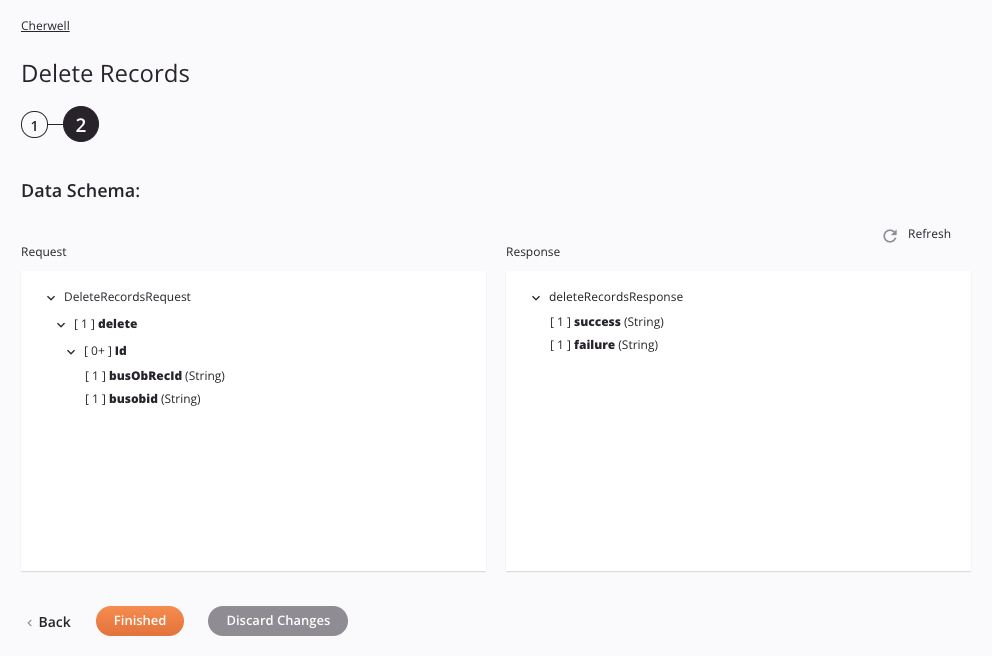 Cherwell Delete Records activity configuration step 2