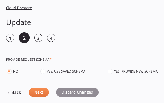 Cloud Firestore Update activity configuration step 2