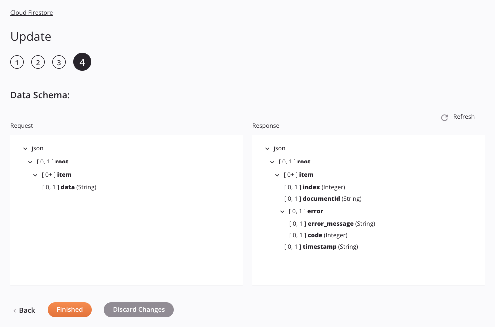 Cloud Firestore Update activity configuration step 4