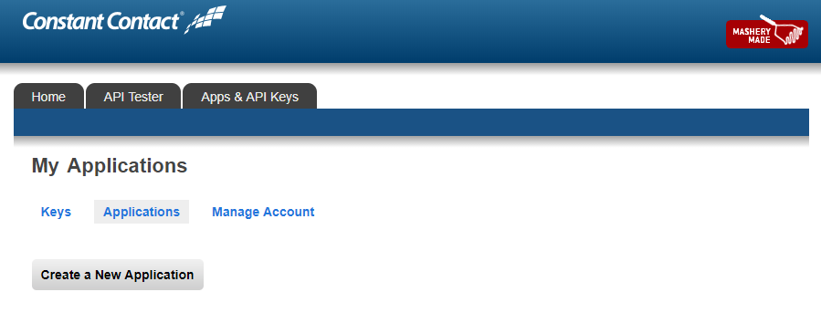 Constant Contact application creation
