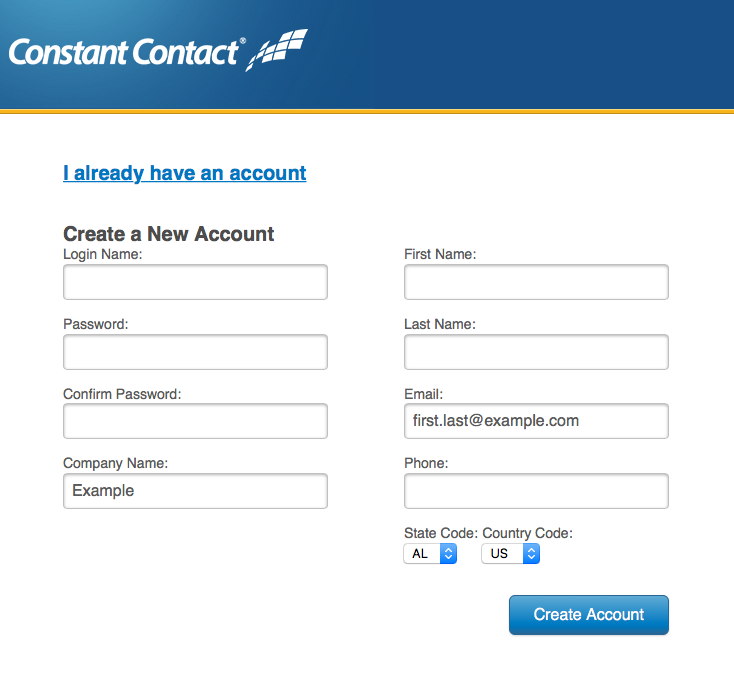 Constant Contact application creation