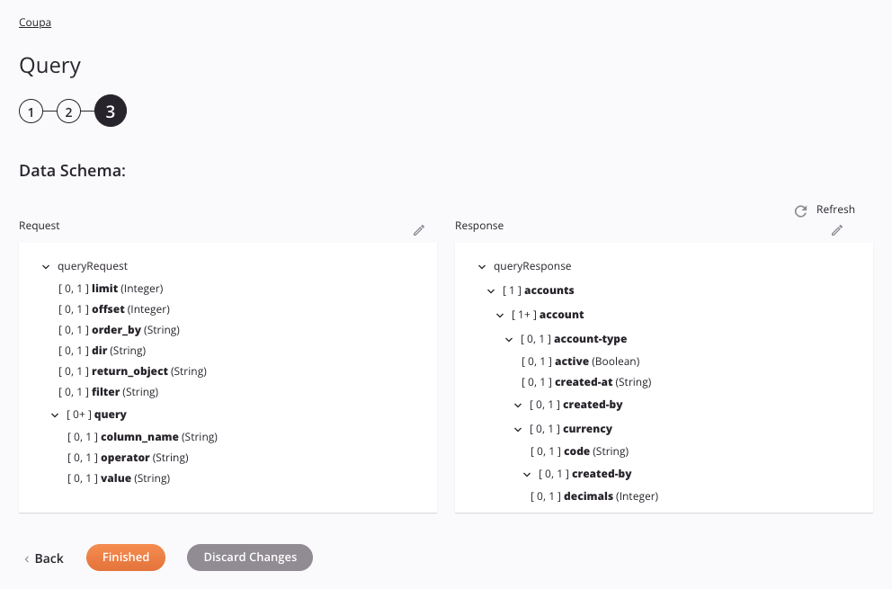 Paso 3 de configuración de la actividad de consulta de Coupa