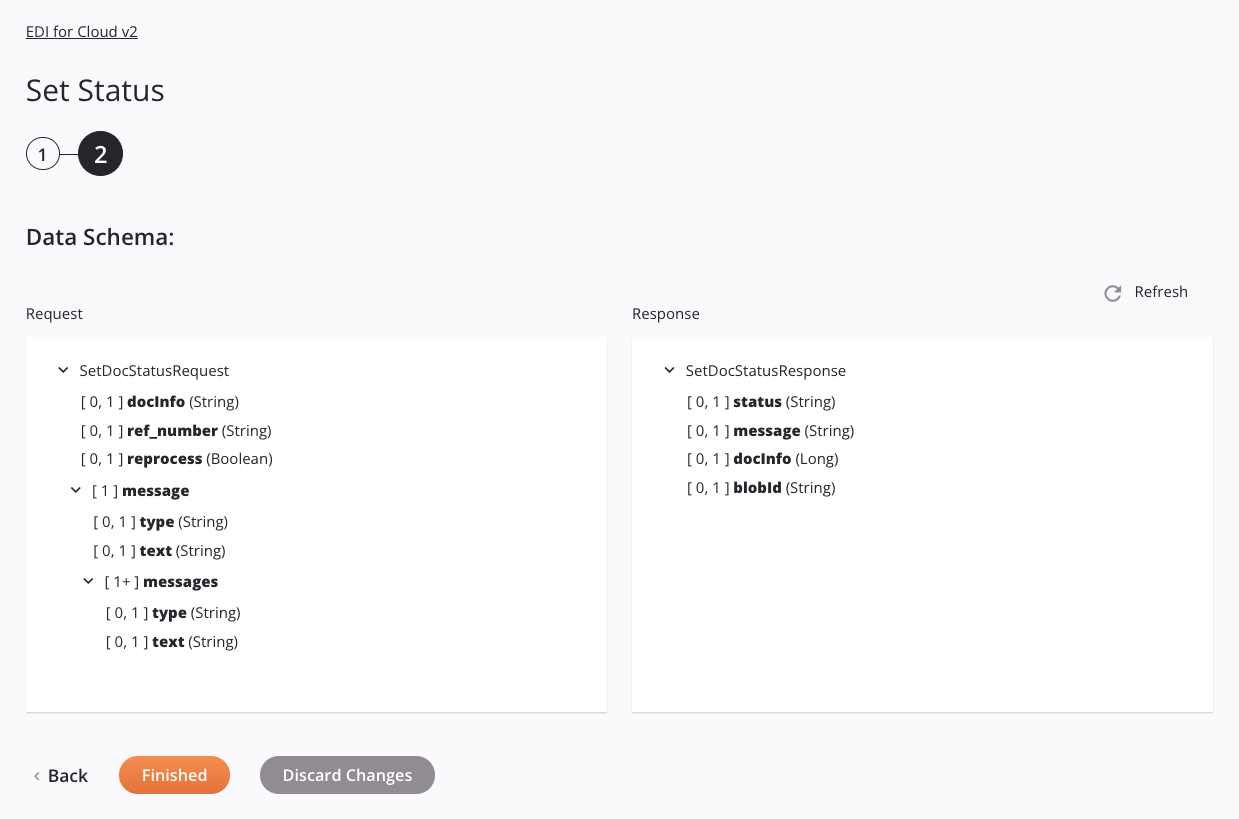 EDI for Cloud v2 Set Status activity configuration step 2