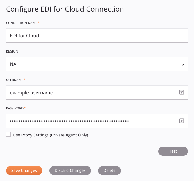 Configuración de conexión EDI for Cloud