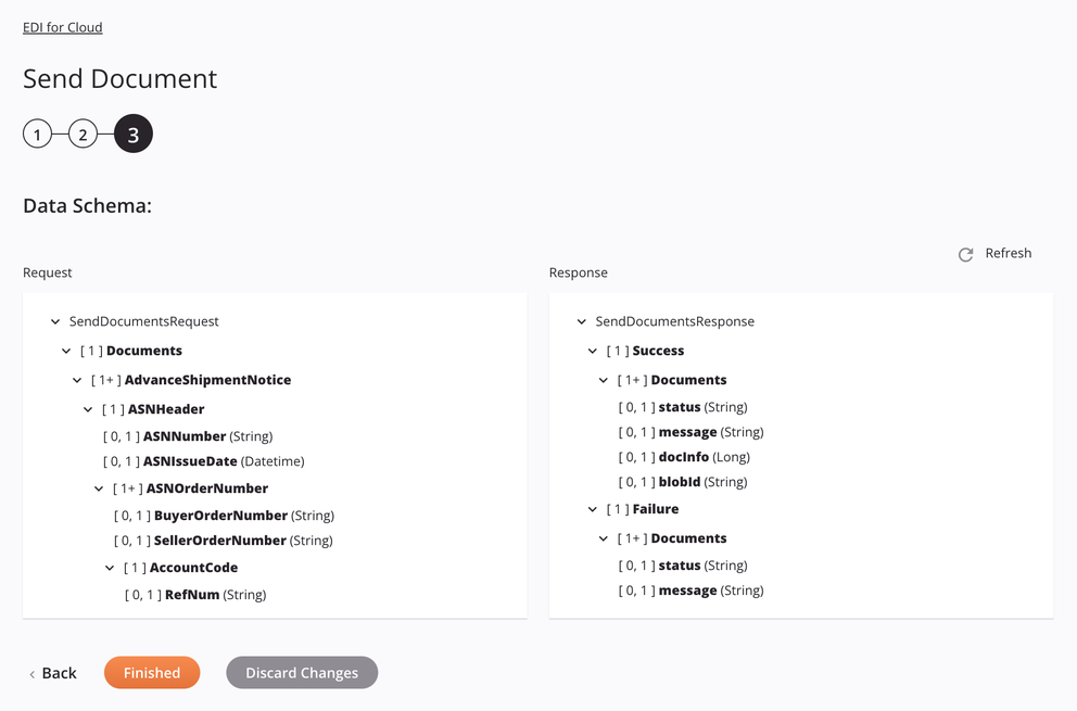 EDI for Cloud Send Document activity configuration step 3