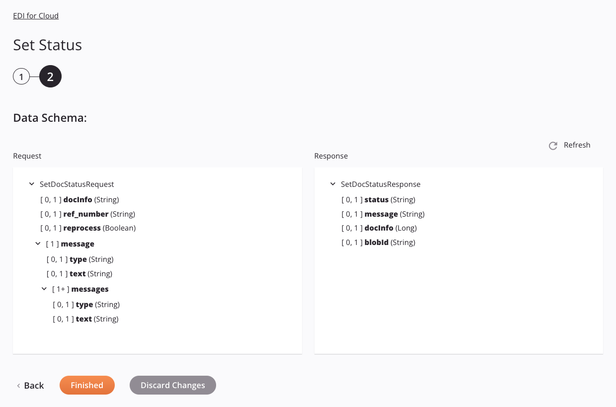 EDI for Cloud Set Status activity configuration step 2