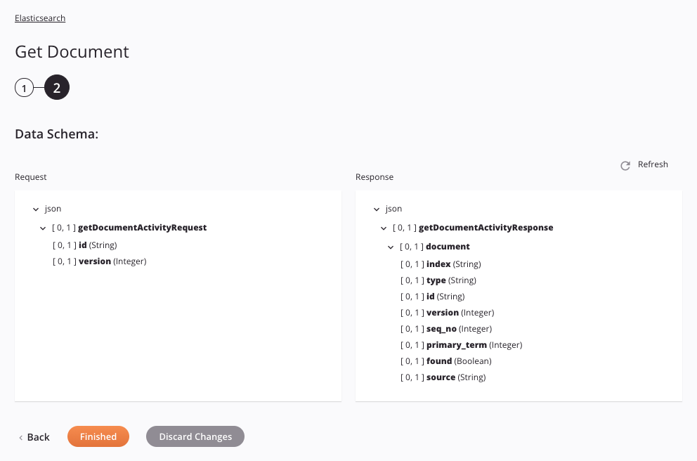 Elasticsearch Get Document activity configuration step 2