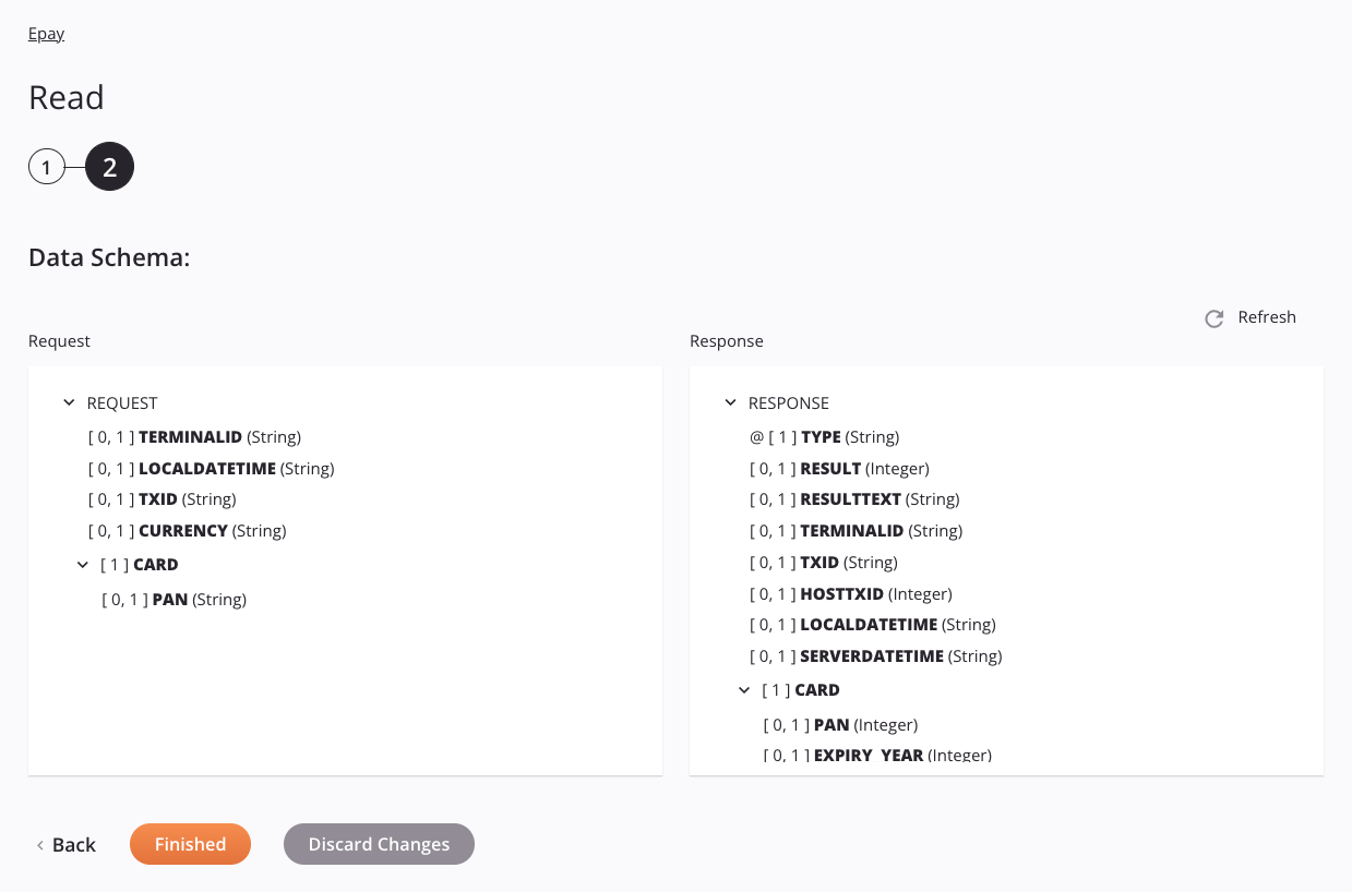 Etapa 2 da configuração da atividade de leitura do Epay