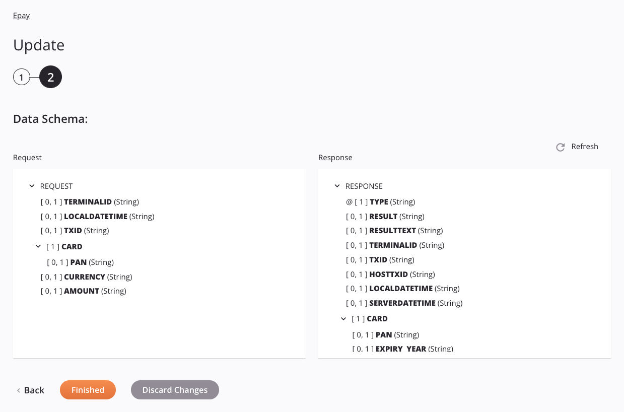 Etapa 2 da configuração da atividade de atualização do Epay