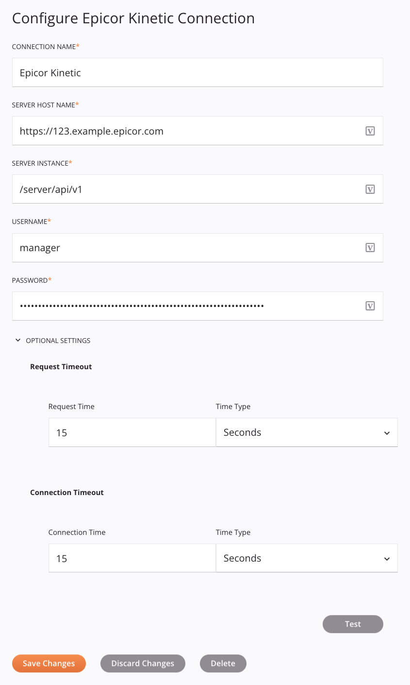 Epicor Kinetic connection configuration