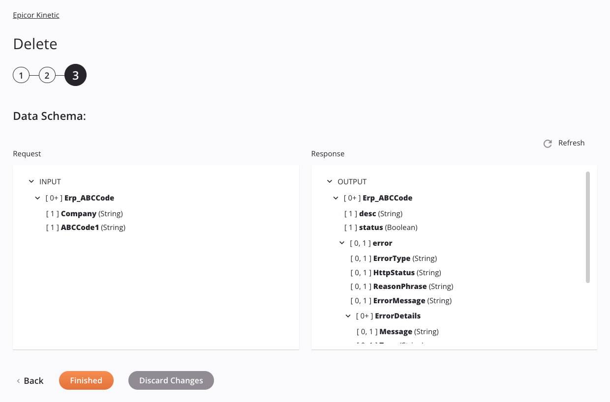 Paso 3 de la configuración de la actividad de eliminación de Epicor Kinetic