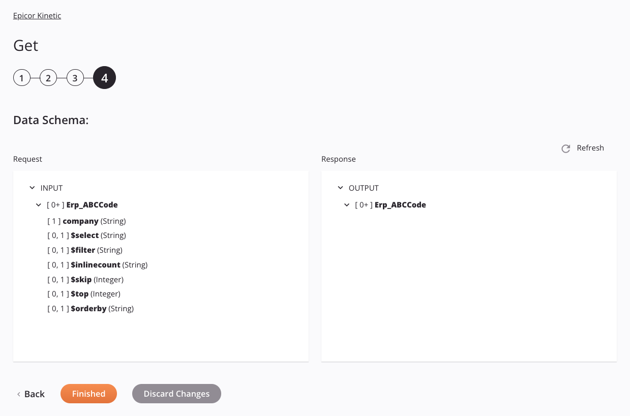 Paso 4 de la configuración de la actividad de obtención de Epicor Kinetic