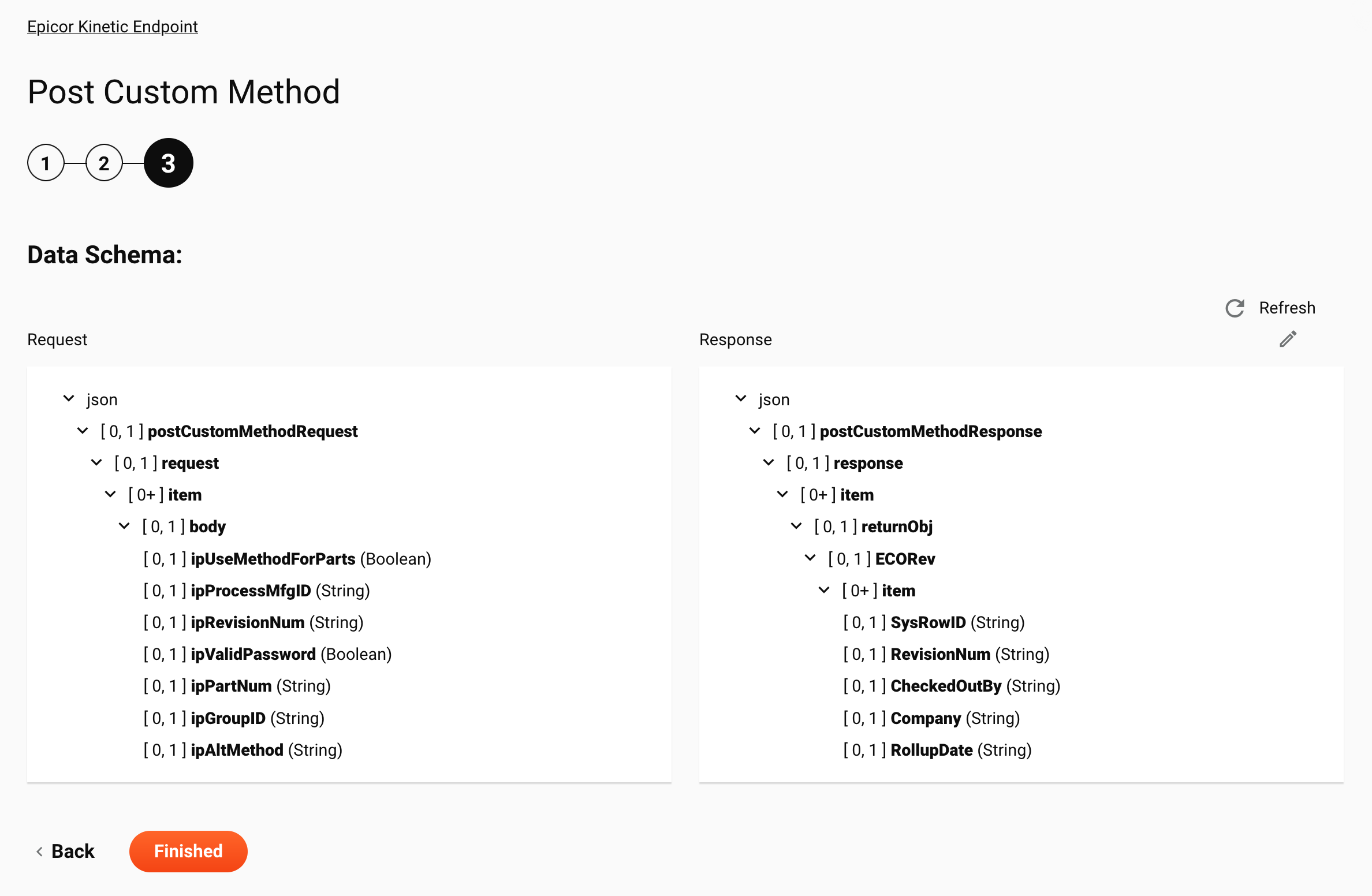 Paso 3 de la configuración de la actividad del método personalizado de Epicor Kinetic Post