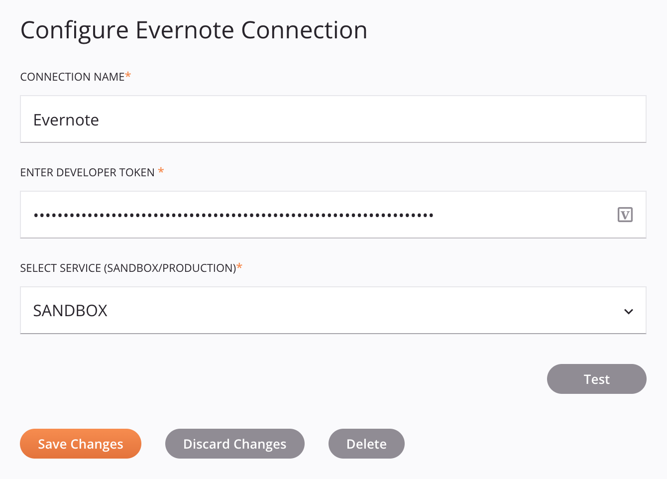 Configuración de la conexión a Evernote