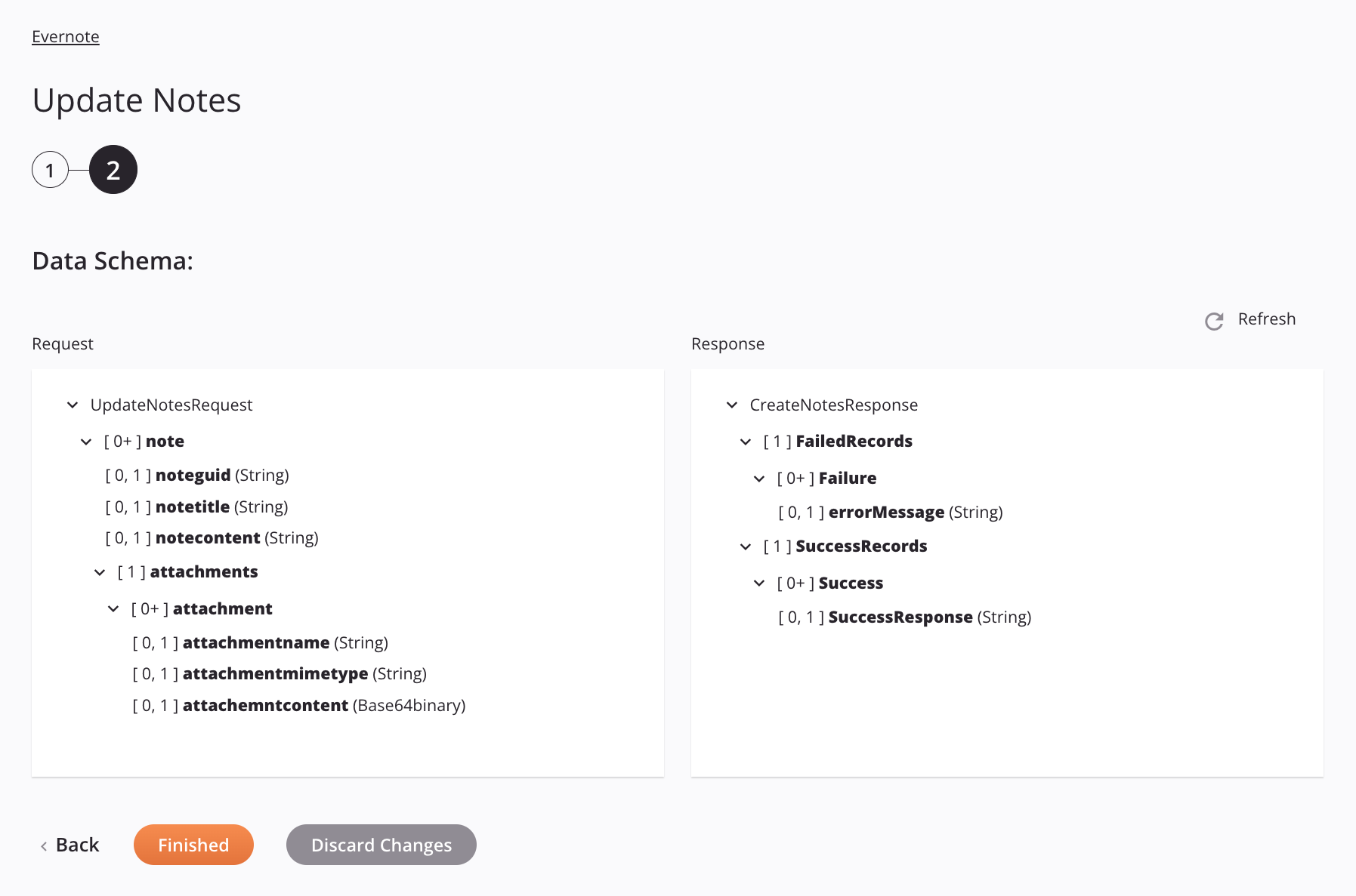 Paso 2 de configuración de la actividad de notas de actualización de Evernote