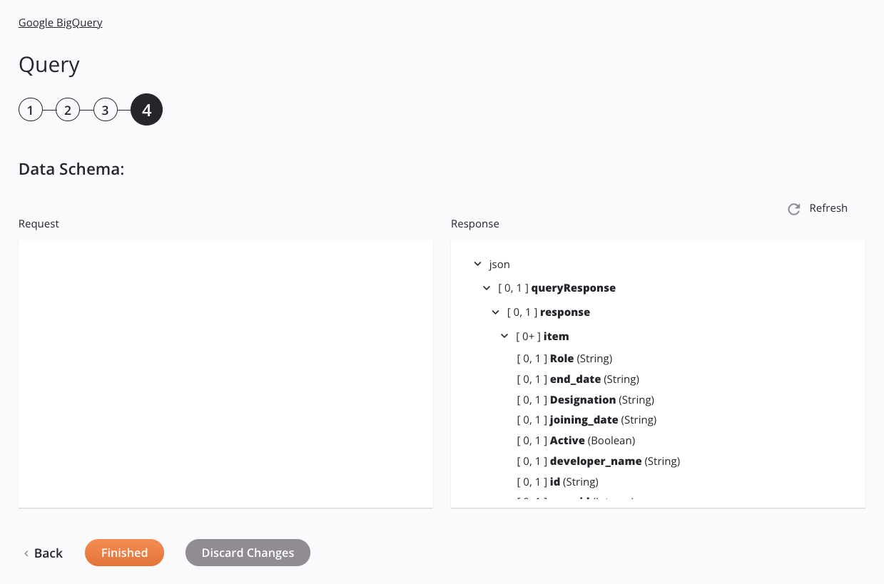 Google BigQuery Query activity configuration step 4