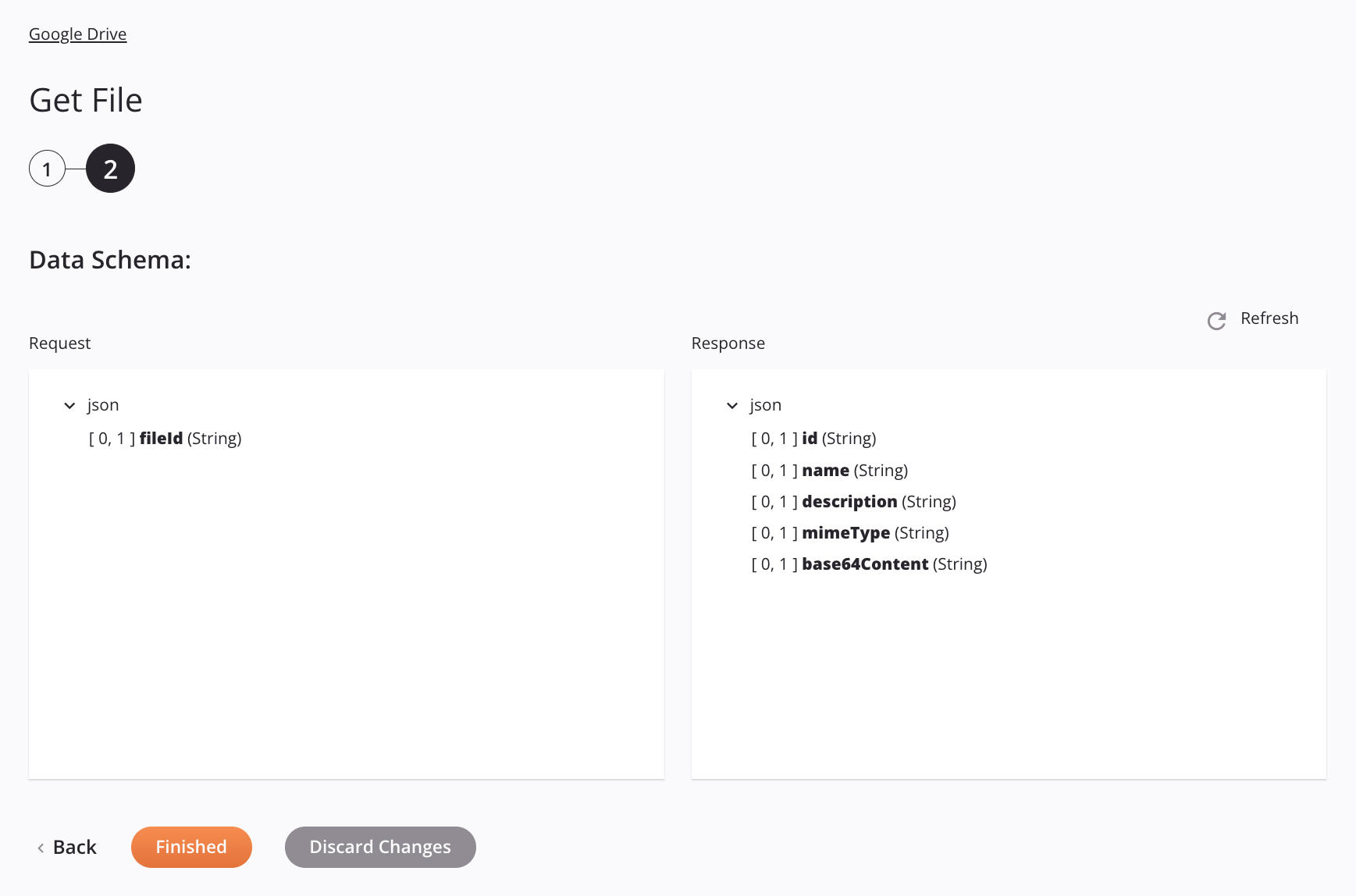 Paso 2 de configuración de actividad de archivos de Google Drive