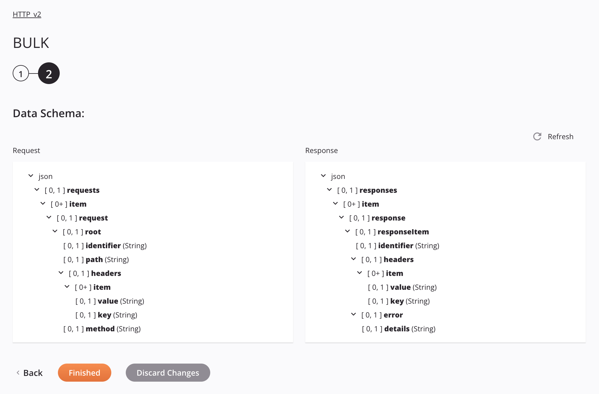 HTTP v2 Bulk activity configuration step 2