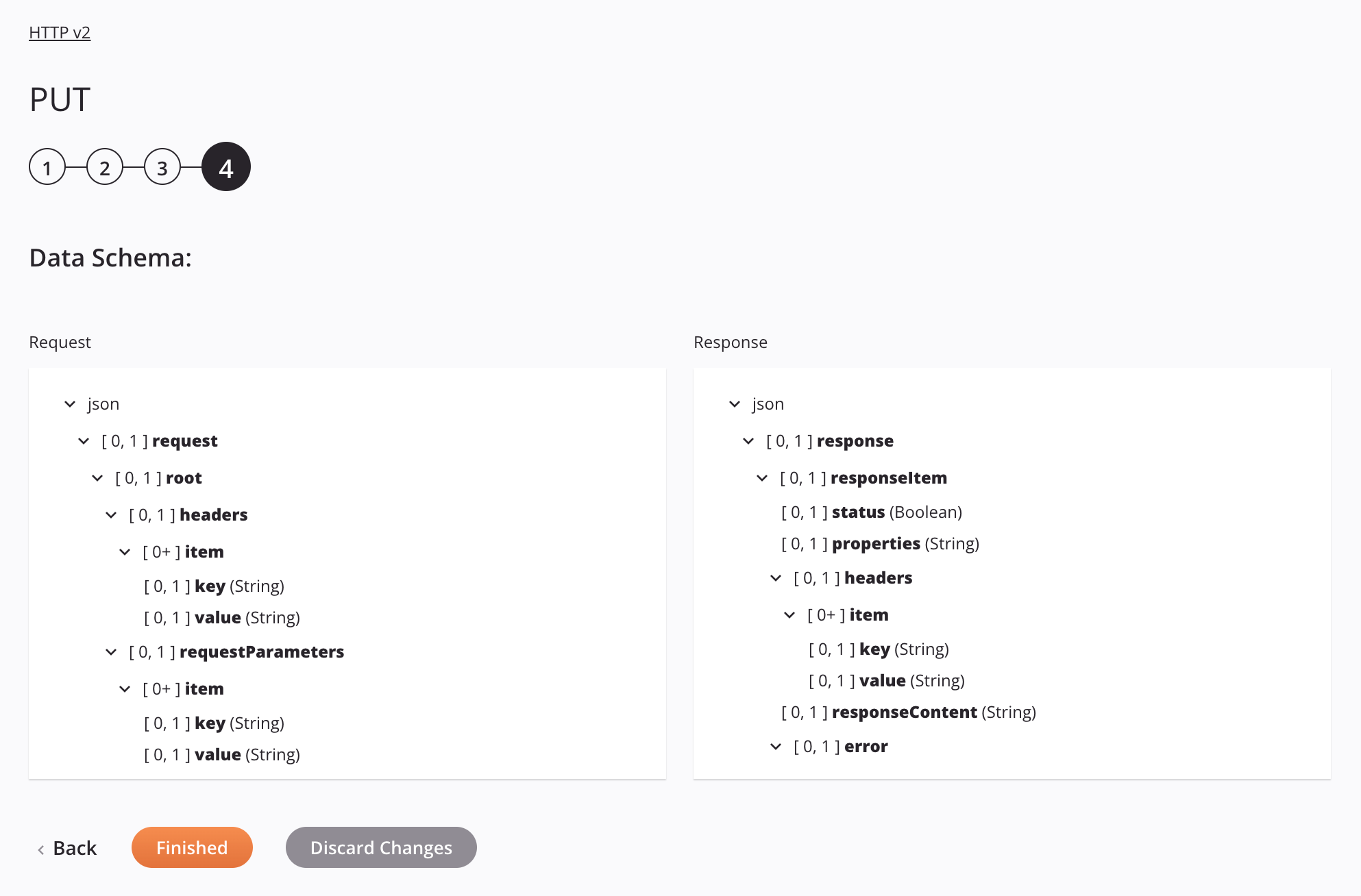 Paso 4 de configuración de la actividad HTTP v2 PUT