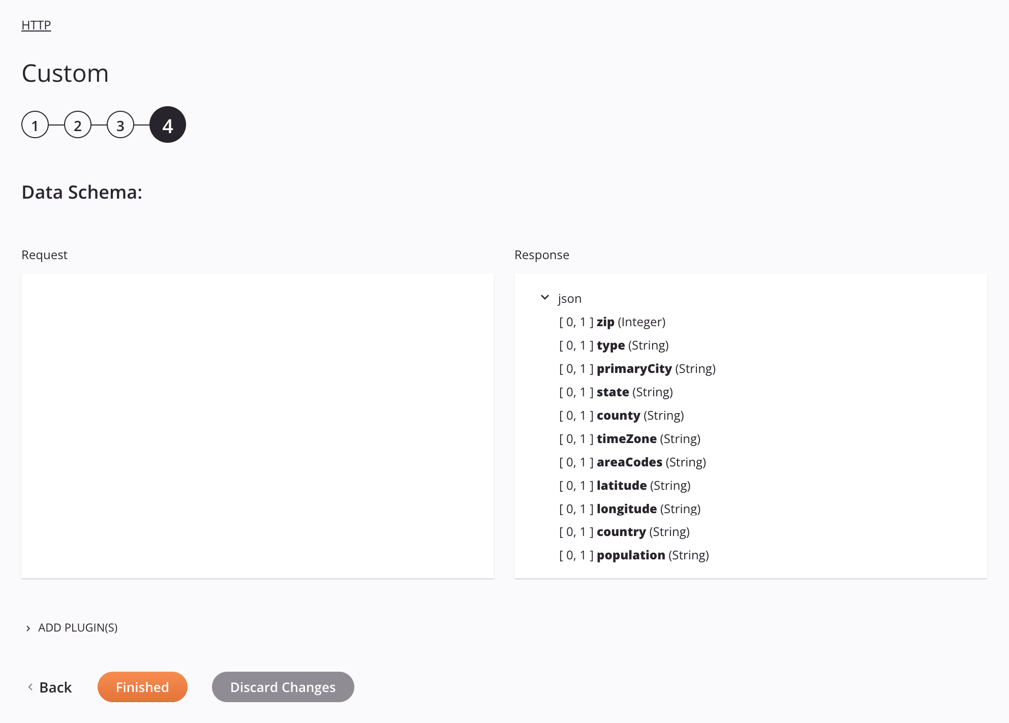 HTTP Custom activity configuration step 4