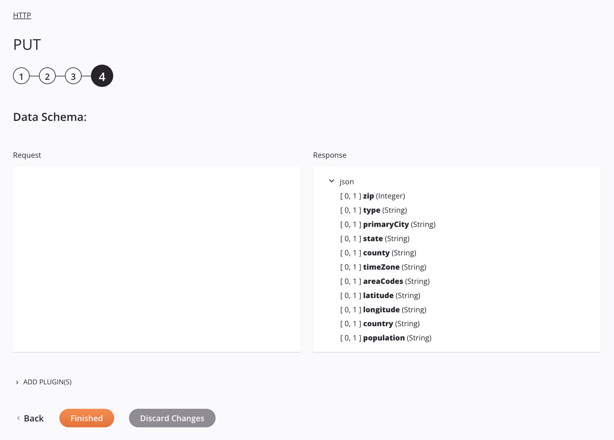 Paso 4 de configuración de la actividad HTTP PUT