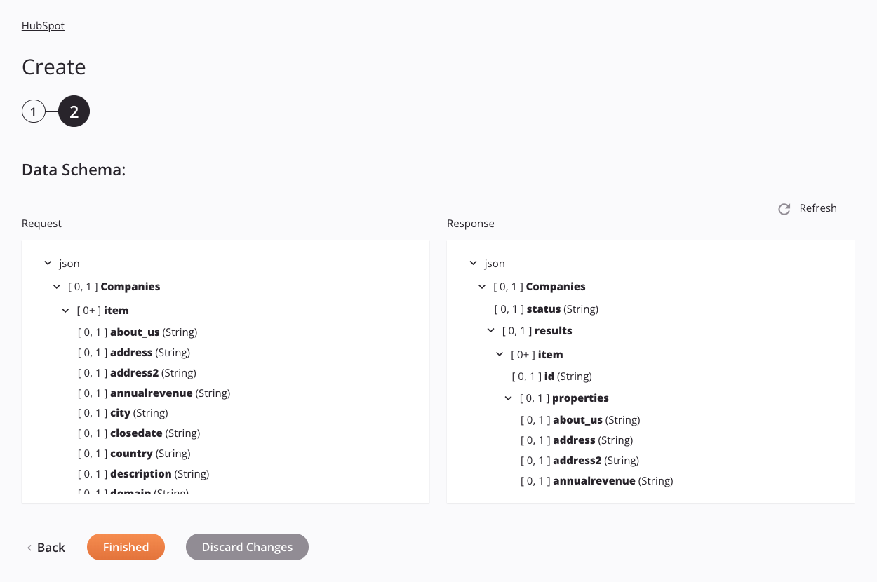 Paso 2 de configuración de actividad de creación de HubSpot