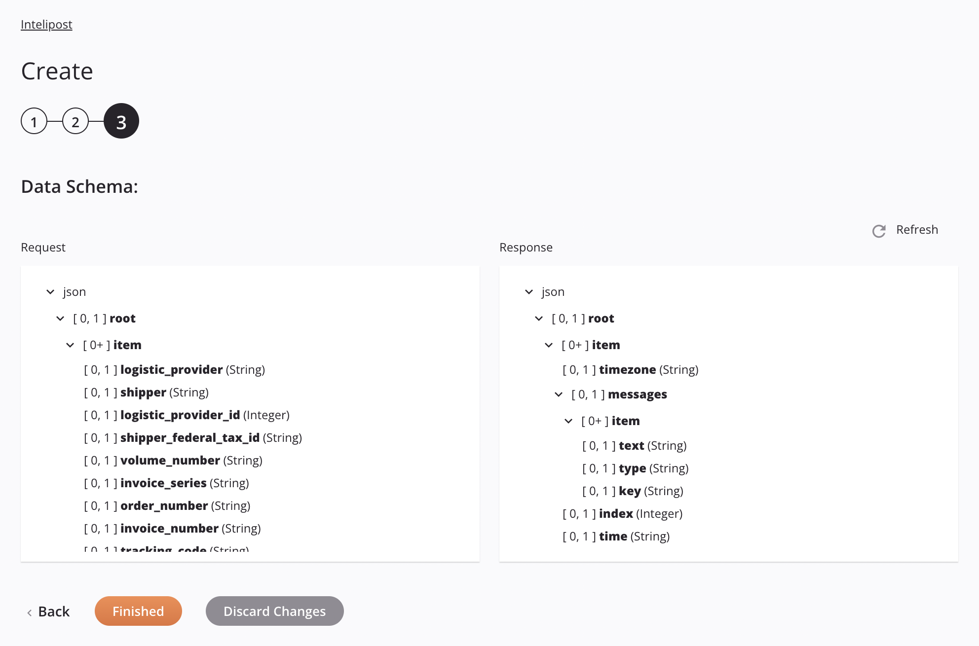 Intelipost Create activity configuration step 3