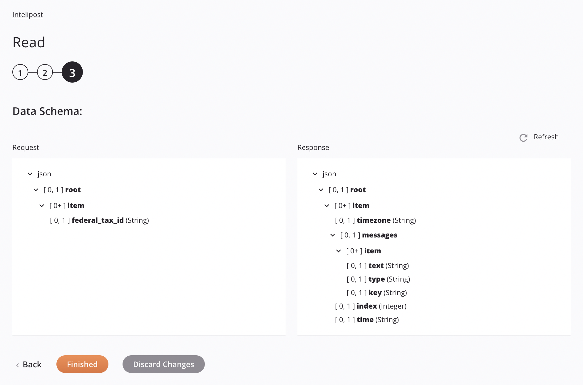 Intelipost Read activity configuration step 3