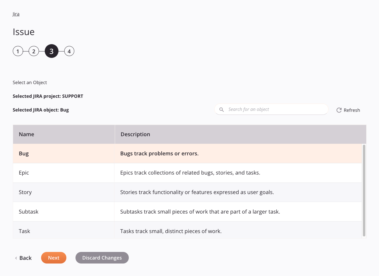 Jira Issue activity configuration step 3