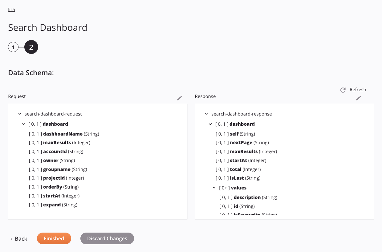 Jira Search Dashboard activity configuration step 2