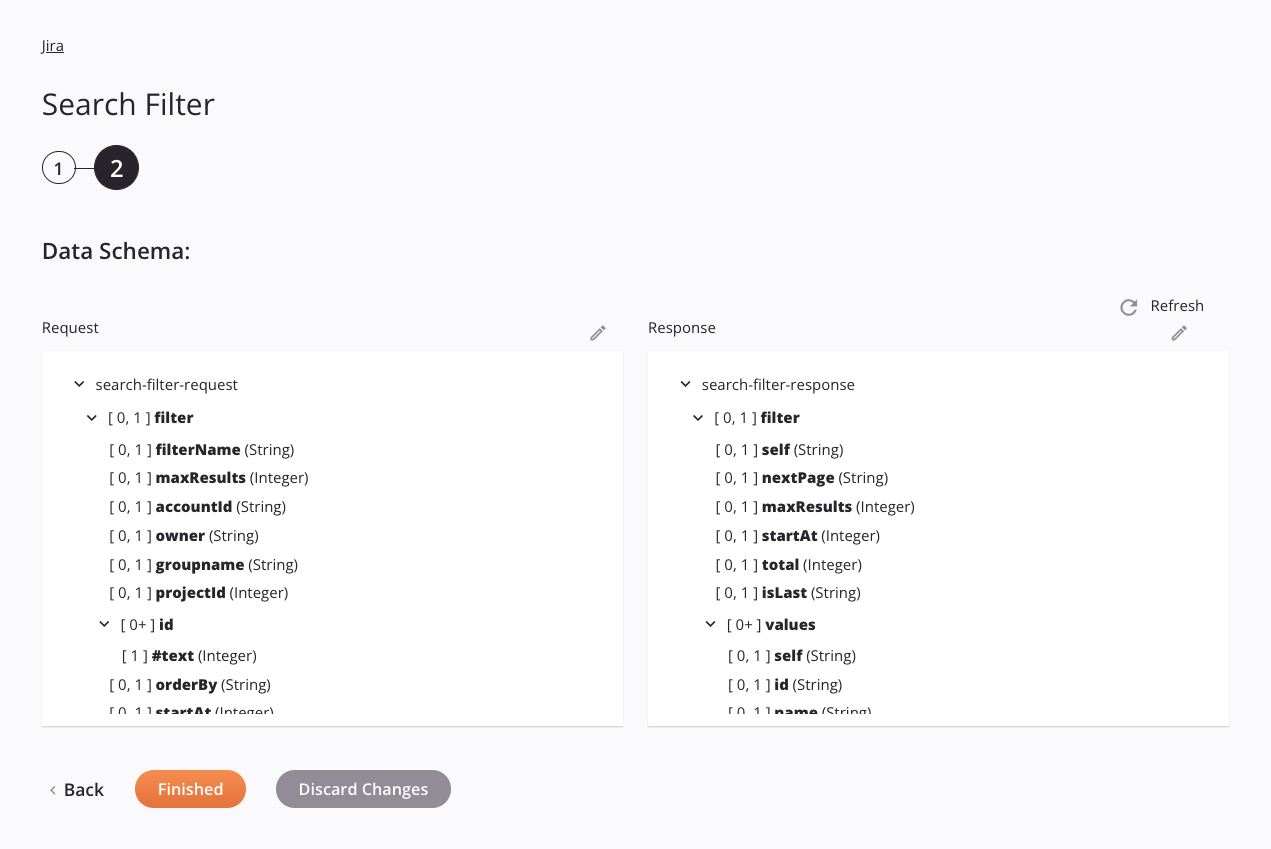 Jira Search Filter activity configuration step 2