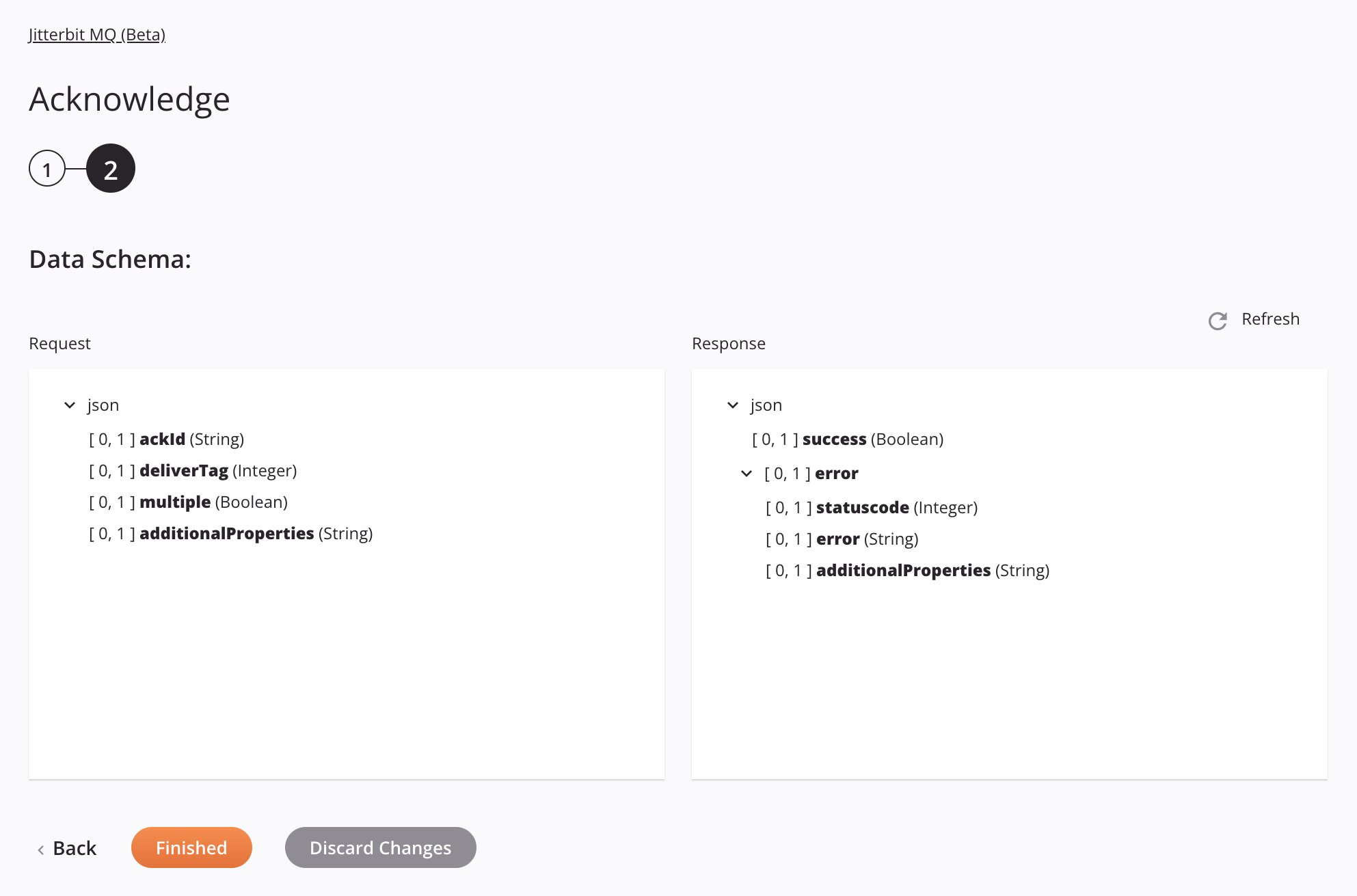 Jitterbit MQ Acknowledge activity configuration step 2