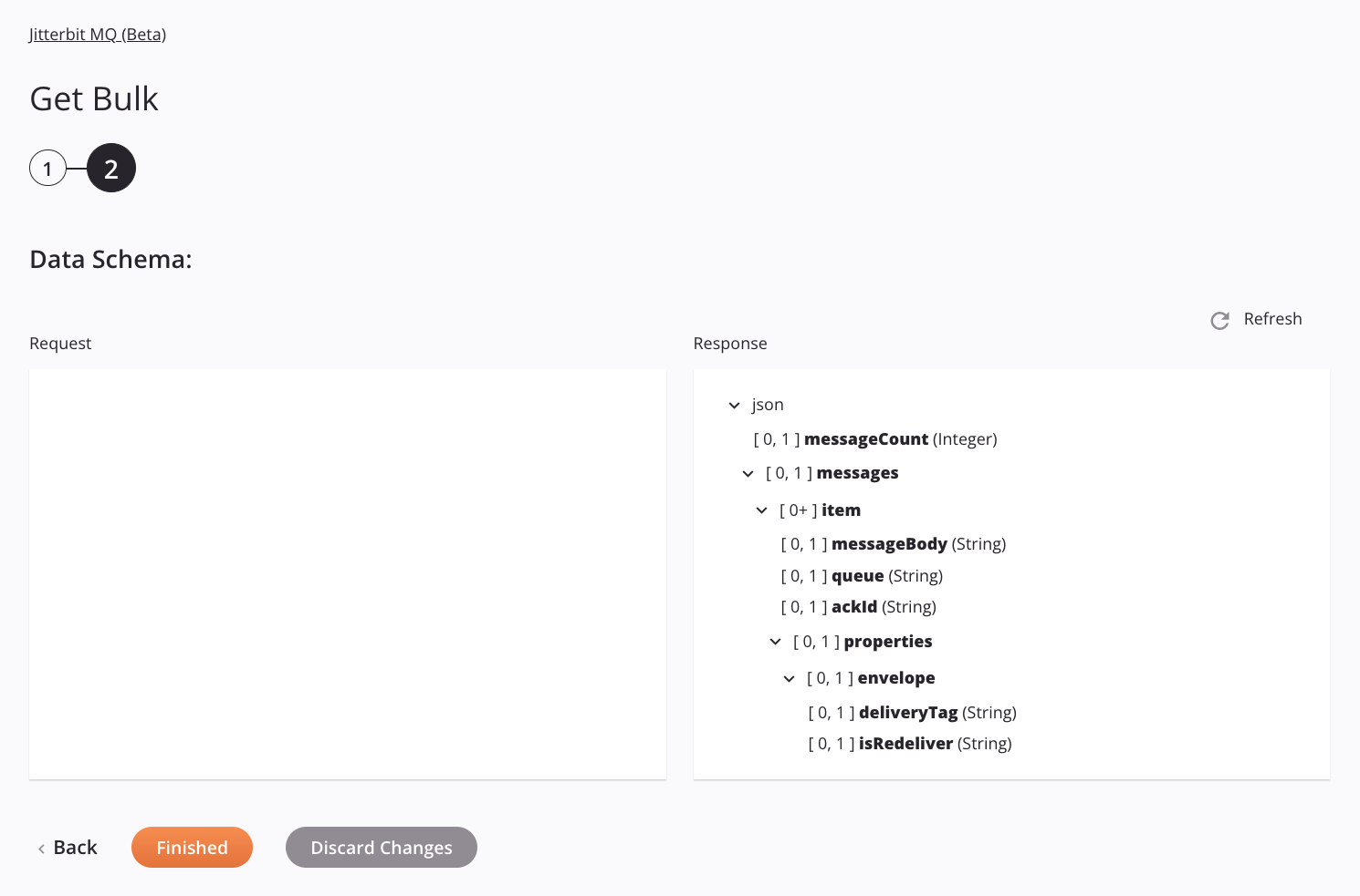 Jitterbit MQ Obtenga configuración de actividad masiva, paso 2