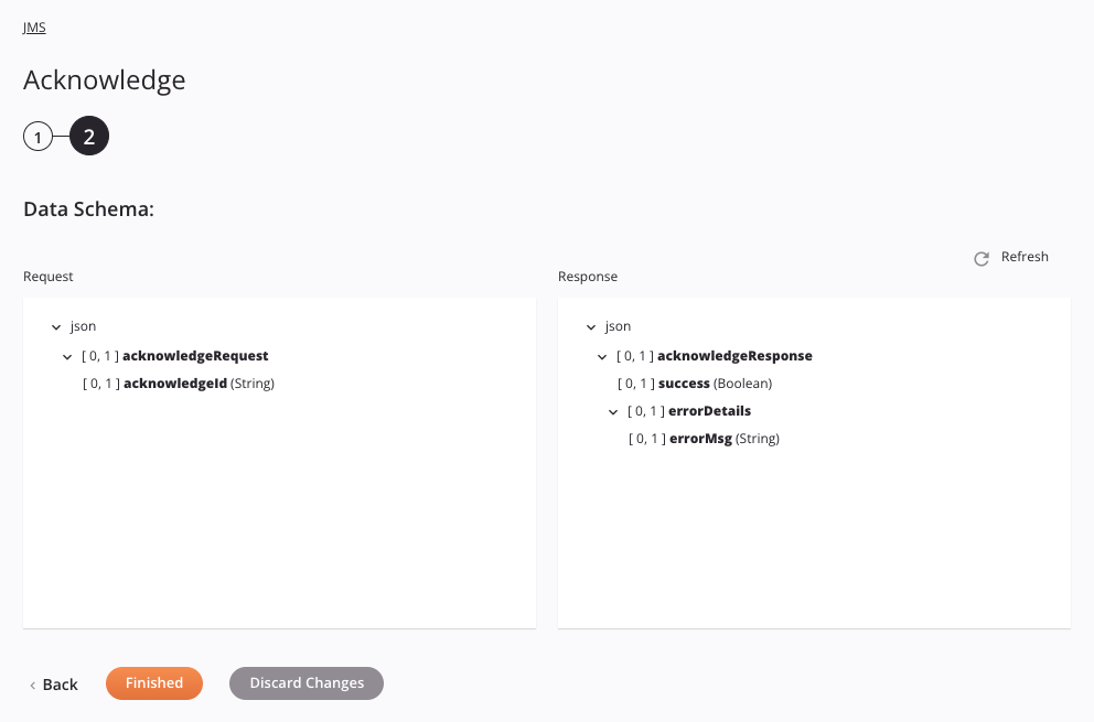 JMS Acknowledge activity configuration step 2