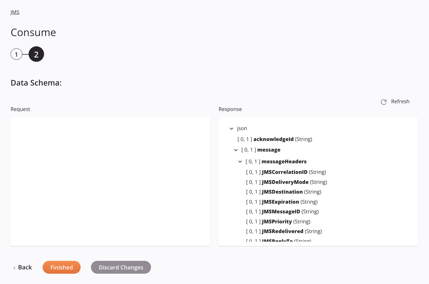 Etapa 2 da configuração da atividade de consumo do JMS