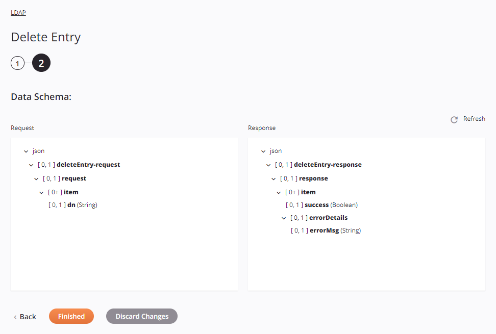 LDAP Delete Entry activity configuration step 2