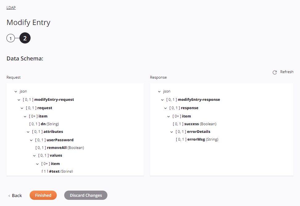 LDAP Modificar configuración de actividad de entrada Paso 2