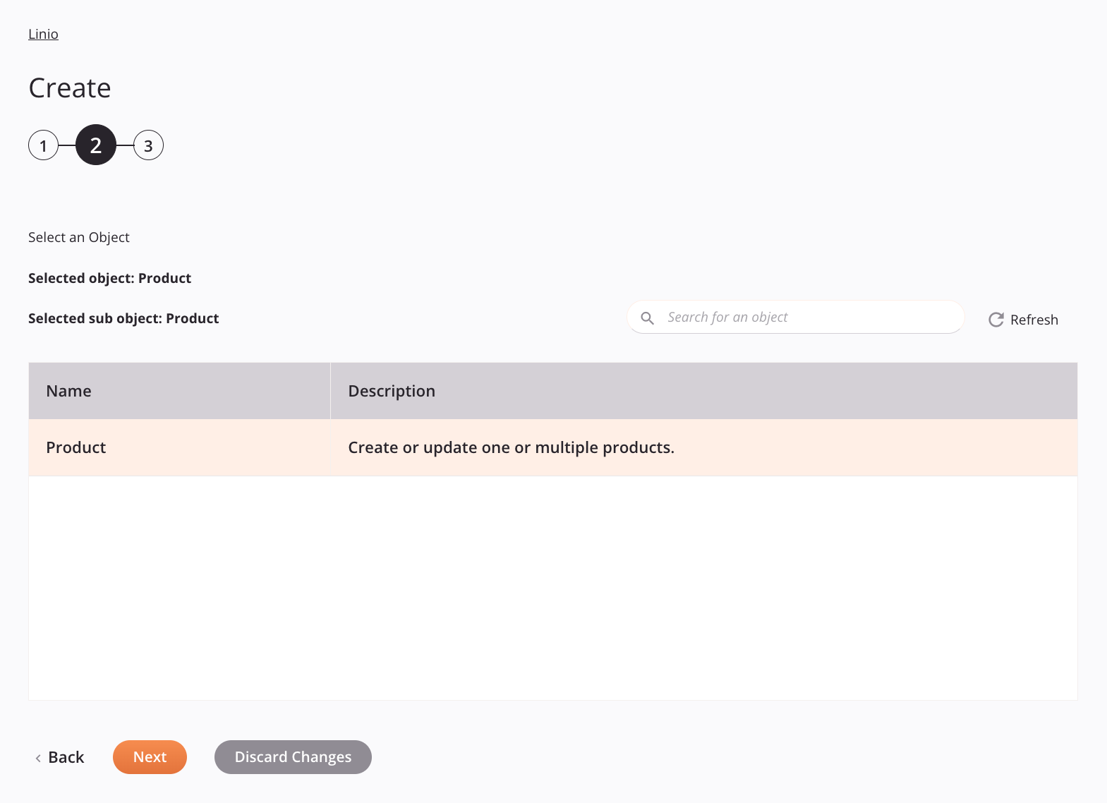 Linio Crear configuración de actividad Paso 2