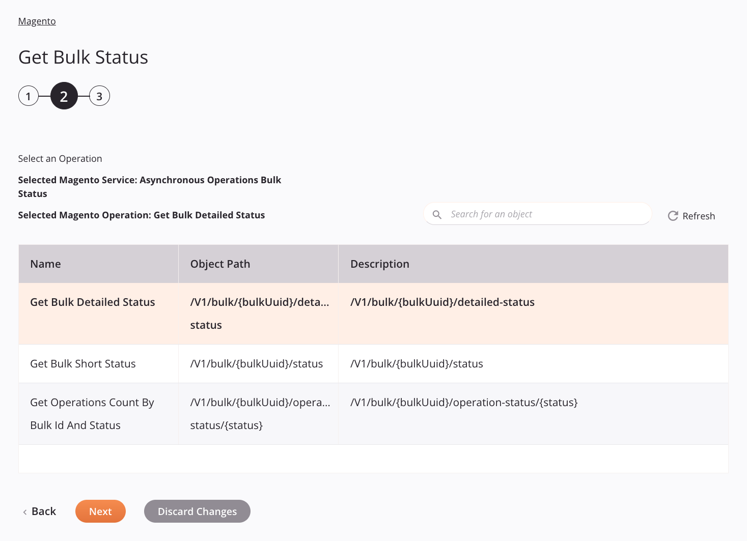 Etapa 2 da configuração da atividade de status em massa do Magento