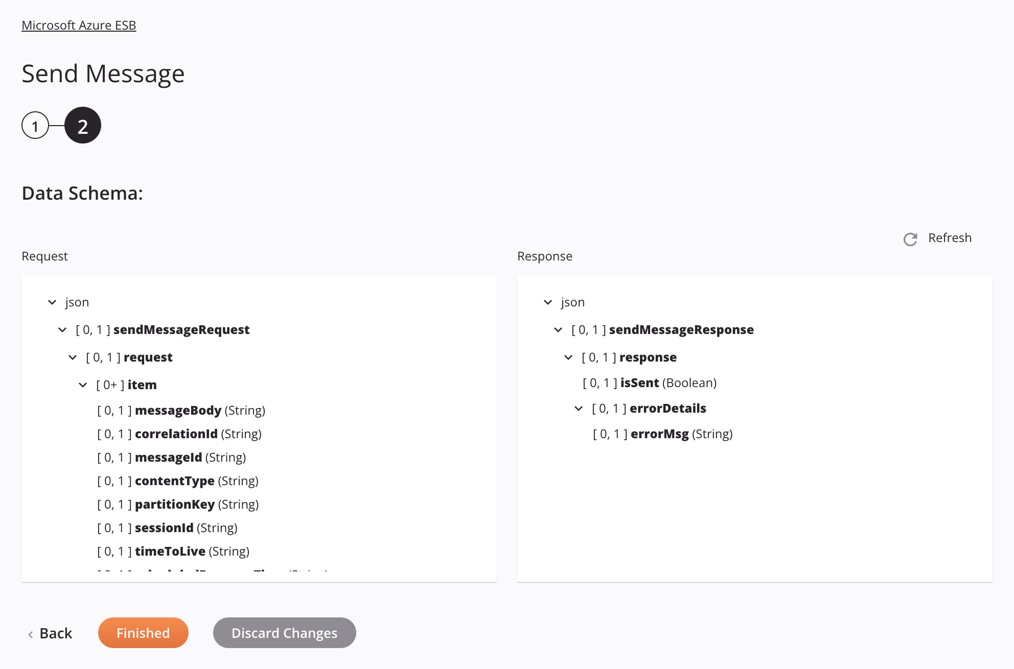 Paso 2 de configuración de la actividad de envío de mensajes de Microsoft Azure ESB